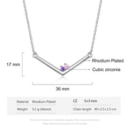 Rhodium Plated Birthstone Necklace