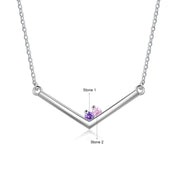 Rhodium Plated Birthstone Necklace