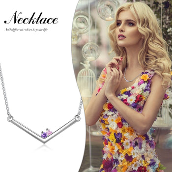 Rhodium Plated Birthstone Necklace