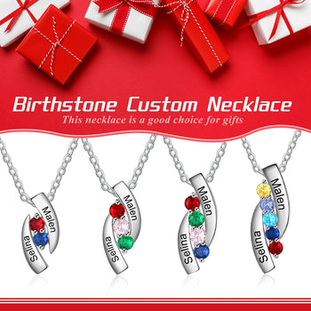 Rhodium Plated Custom Birthstone Necklace