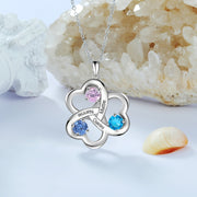 Rhodium Plated Heart Shape Flower Necklace