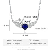 Rhodium Plated Heart Shape Birthstone Mom Necklace