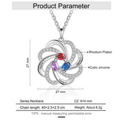 Rhodium Plated Flower Birthstone Necklace