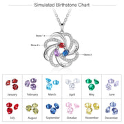 Rhodium Plated Flower Birthstone Necklace