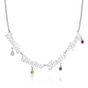 Custom Birthstone Multi Name Necklace