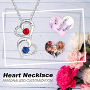 Copper Hearts Pendant Necklace with Birthstones