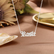 925 Silver Personalized Old English Name Letter Necklace