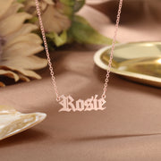 925 Silver Personalized Old English Name Letter Necklace