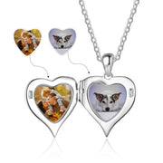Personalized Rhodium plated Heart Shape Photo Necklace