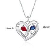 Rhodium Plated Heart Butterfly Necklace