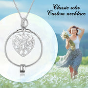 Personalized Rhodium Plated Heart Hollow Charm Bead Necklace