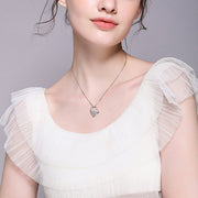 Rhodium Plated Heart Shape CZ Necklace