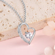 Rhodium Plated Heart Shape CZ Necklace