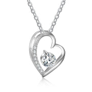 Rhodium Plated Heart Shape CZ Necklace