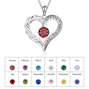 Rhodium Plated Birthstone Heart Necklace