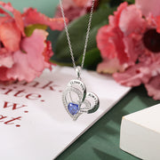 Rhodium Plated Birthstone Heart Shape Necklace