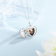Personalized Rhodium Plated Photo Custom Heart Shape Necklace