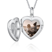 Personalized Rhodium Plated Photo Custom Heart Shape Necklace