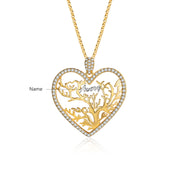 Personalized Rhodium Plated Custom Heart Tree Name Necklace