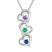 Copper Hearts Pendant Necklace with Birthstones