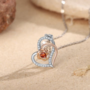 Copper Rose Flower Heart Shape Necklace