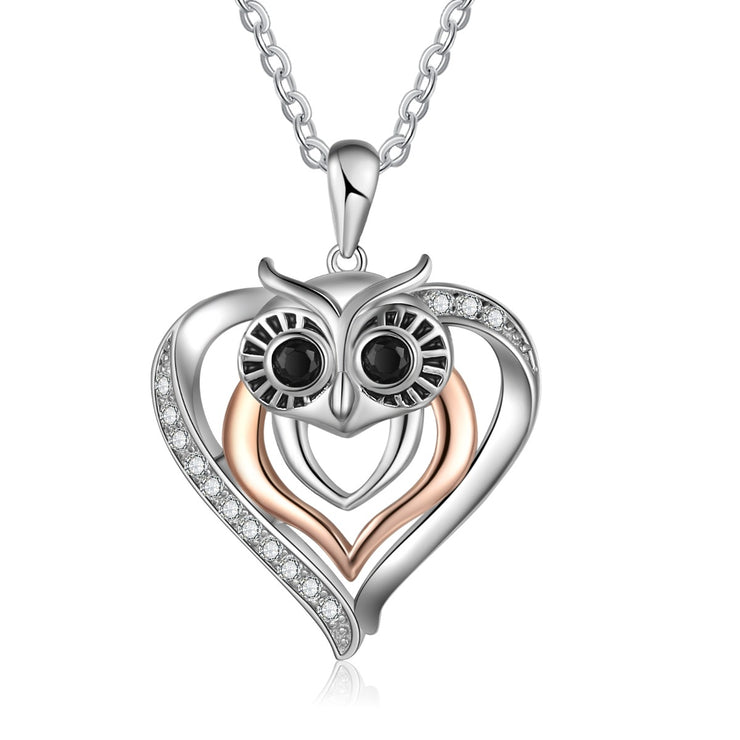 Animal Owl Heart Shape Necklace