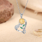 Personalized Sunflower Heart Shape Necklace