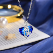 Rhodium Plated Heart Shape Crystal Necklace