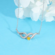 S925 Silver Heart Shape Birthstone Pendant Necklace