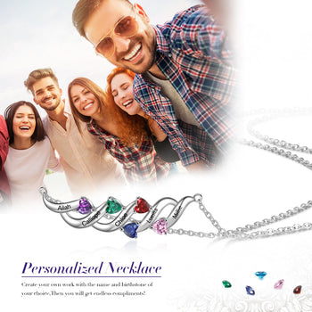 S925 Silver Heart Shape Birthstone Pendant Necklace