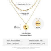 Double Necklace Birth Flower