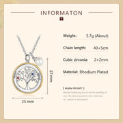 Rhodium Plated Tree of Life Pendant Necklace