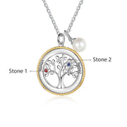 Rhodium Plated Tree of Life Pendant Necklace
