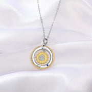 Birthstone & Engraved Rhodium plated Necklace
