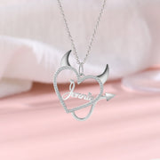 Copper Heart Shape Evil Name Pendant Necklace