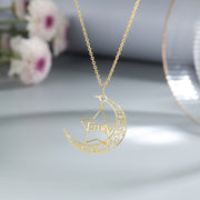 Personalized Rhodium Pated Star Moon Name Necklace