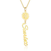 Personalized Rhodium Plated Sunflower Name Necklace
