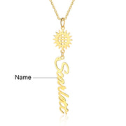 Personalized Rhodium Plated Sunflower Name Necklace
