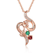 S925 Silver Birthstone Rose Flower Pendant Necklace