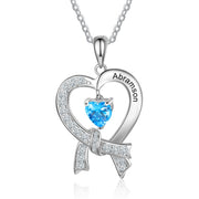 S925 Silver Birthstone Heart Shape Pendant Necklace