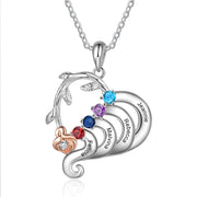 Engraved S925 Silver Rose Flower Heart Shape Pendant Necklace