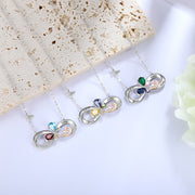 Rhodium Plated Birthstone Butterfly Pendant Necklace