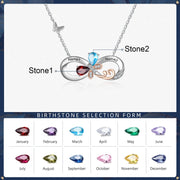 Rhodium Plated Birthstone Butterfly Pendant Necklace