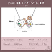 Rhodium Plated Infinity Rose Flower Necklace