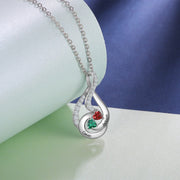 S925 Silver Birthstone Drop Shape Necklace