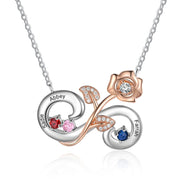 Rhodium Plated Infinity Rose Flower Necklace