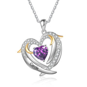 Copper Birthstone Heart Shape Pendant Necklace
