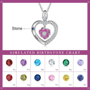 Rhodium Plated Rose Flower Heart Shape Necklace