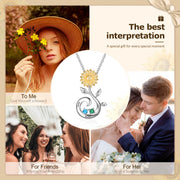 S925 Silver Birthstone Sunflower Necklace