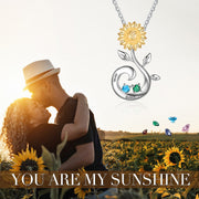 S925 Silver Birthstone Sunflower Necklace